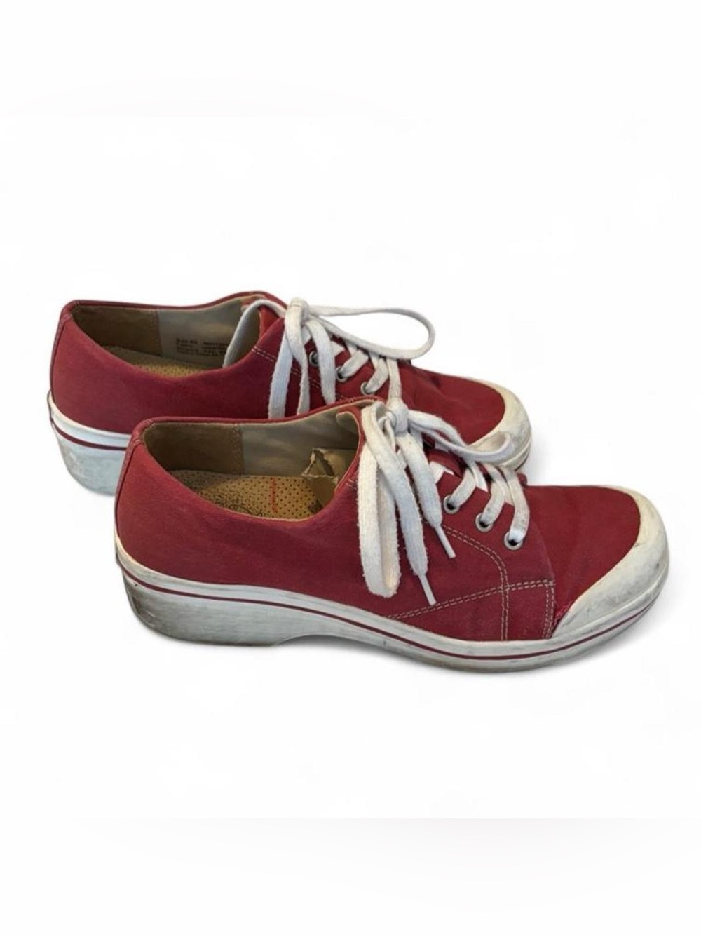 Women's vintage Red Canvas Lace-Up platform Sneakers